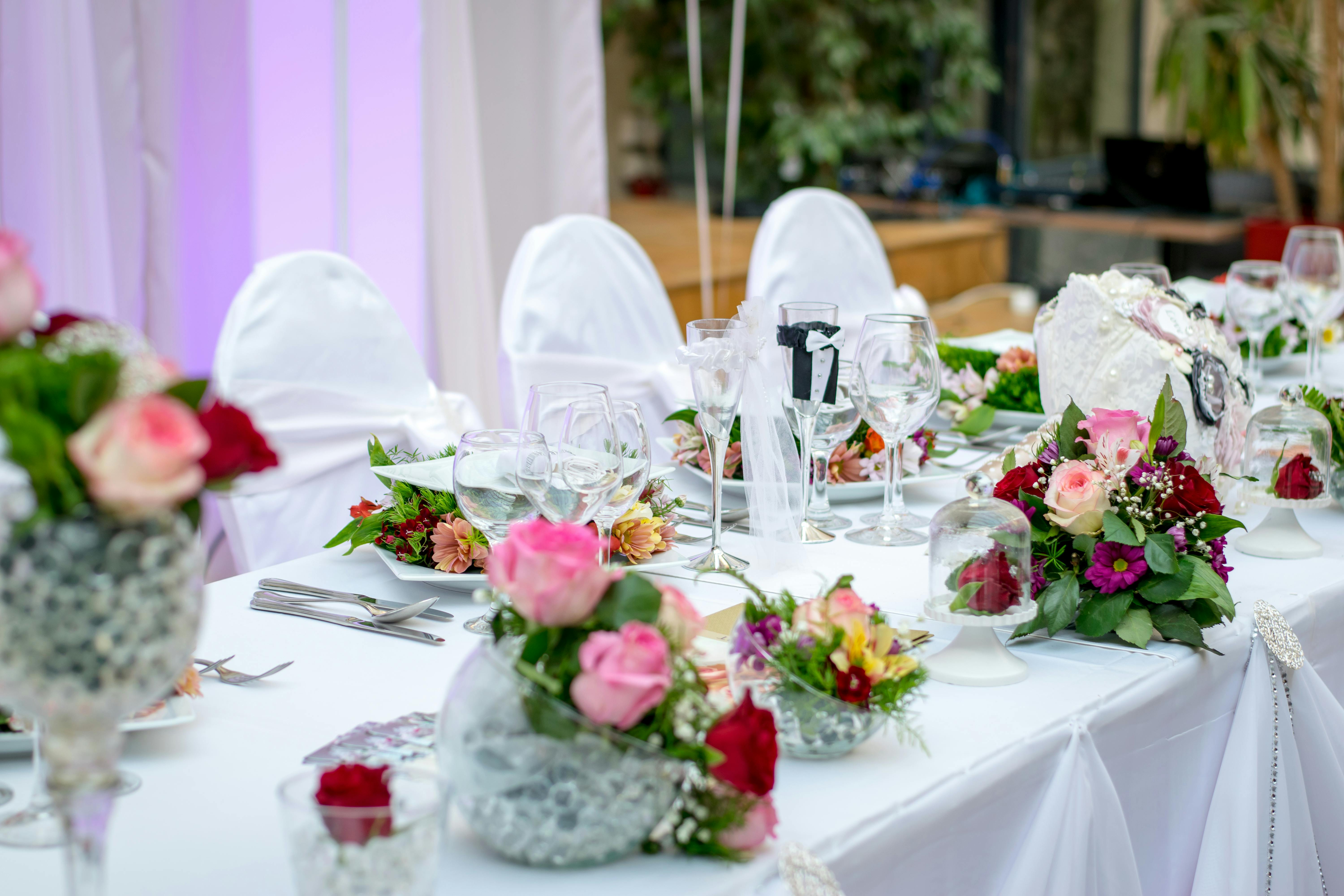 Elegant wedding setup in garden